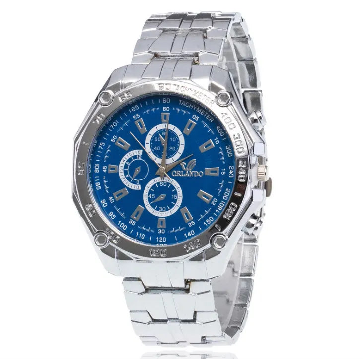 Brand Luxury man's silver wrist water Sports man's watch military clock men's business quartz wirst watch