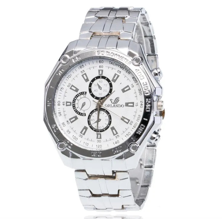 Brand Luxury man's silver wrist water Sports man's watch military clock men's business quartz wirst watch